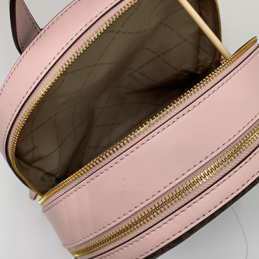 MICHAEL KORS JAYCEE MEDIUM ZIP POCKET BACKPACK BROWN /PINK SIGNATURE COLOR - Picture 14 of 16